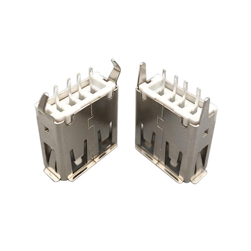 15.0 USB Female Socket, Vertical 180° Insert, A-Type, Straight Bent Pin, Crimped Edge, USB 2.0 Interface