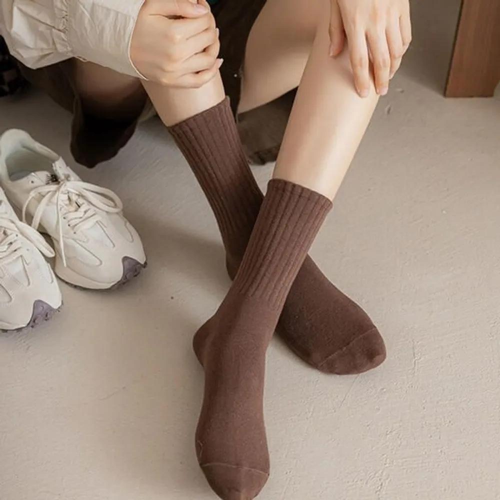 Loose Luna Flare Stretchy Mid-Length Ribbed Socks 6-Pair Set