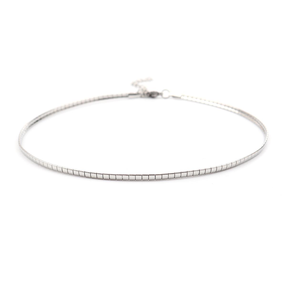 

304 Stainless Steel Choker Necklace Silver Color Rectangle For Women Men Party Club Punk Style Collar Jewelry 35cm Long,1 PC