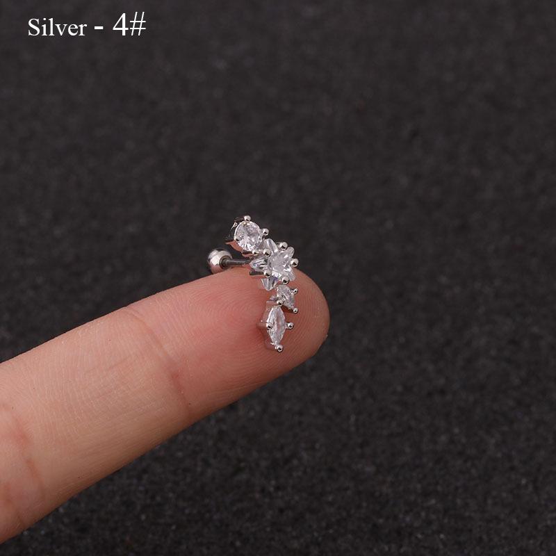 Free Shipping Curved Cz Cartilage Stud Helix Rook Conch Screw Back Earring 10g Stainless Steel Ear Piercing Jewelry