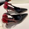 Single Shoes Spring New Pointy Head Shallow Mouth Word with Patent Leather Anti-slip Wear-resistant High Heels