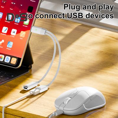 USB-C OTG nabíjecí a datový adaptér kabel 2 v 1 100W PD Type C na USB 2.0 konvertor Rychlé nabíjení a 5Gbps přenos dat Nylonové opletení Přepětí