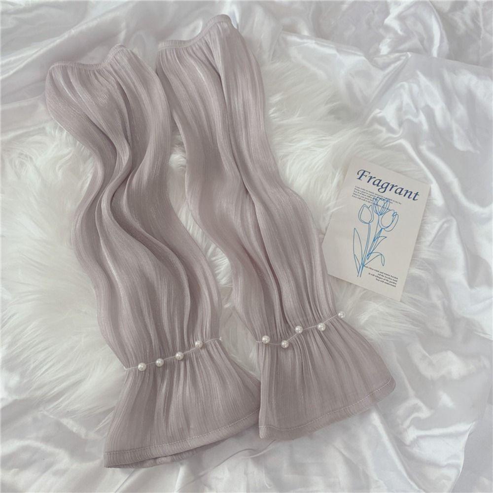 Transparent Ice Silk Sleeves Gloves Lace Driving Arm Sleeves Summer Sunscrean Sleeves  Summer