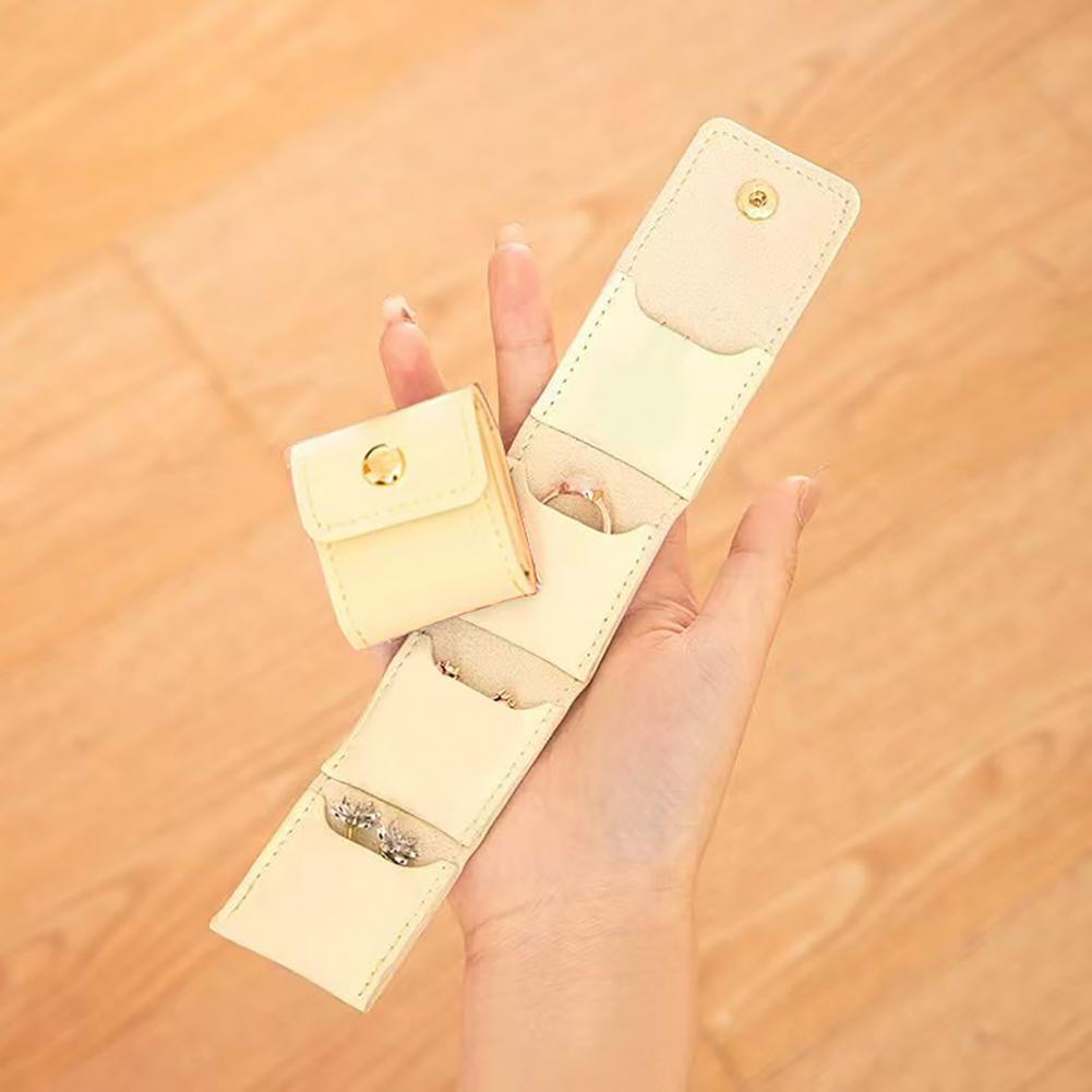 4 Compartments Mini Jewelry Bag Foldable Roll-up Jewelry Storage Pouch Jewelry Organizer For Rings Earrings Necklaces Bracelets