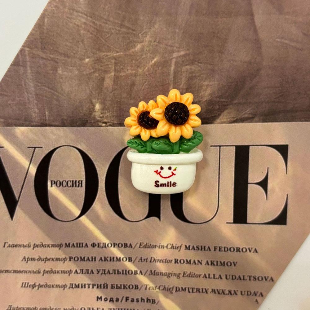 5pcs Funny Sweet Small Sunflower Potted Plant Refrigerator Magnets Creative Mini Fridge Magnet Decorative