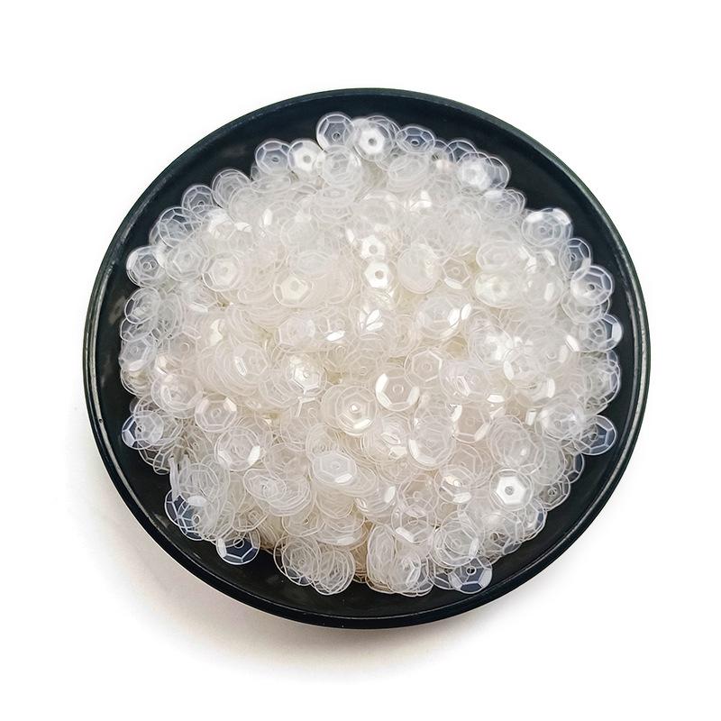 6MM Round Curved PVC Sequins with Middle Hole and Hexagonal Beads for Sewing