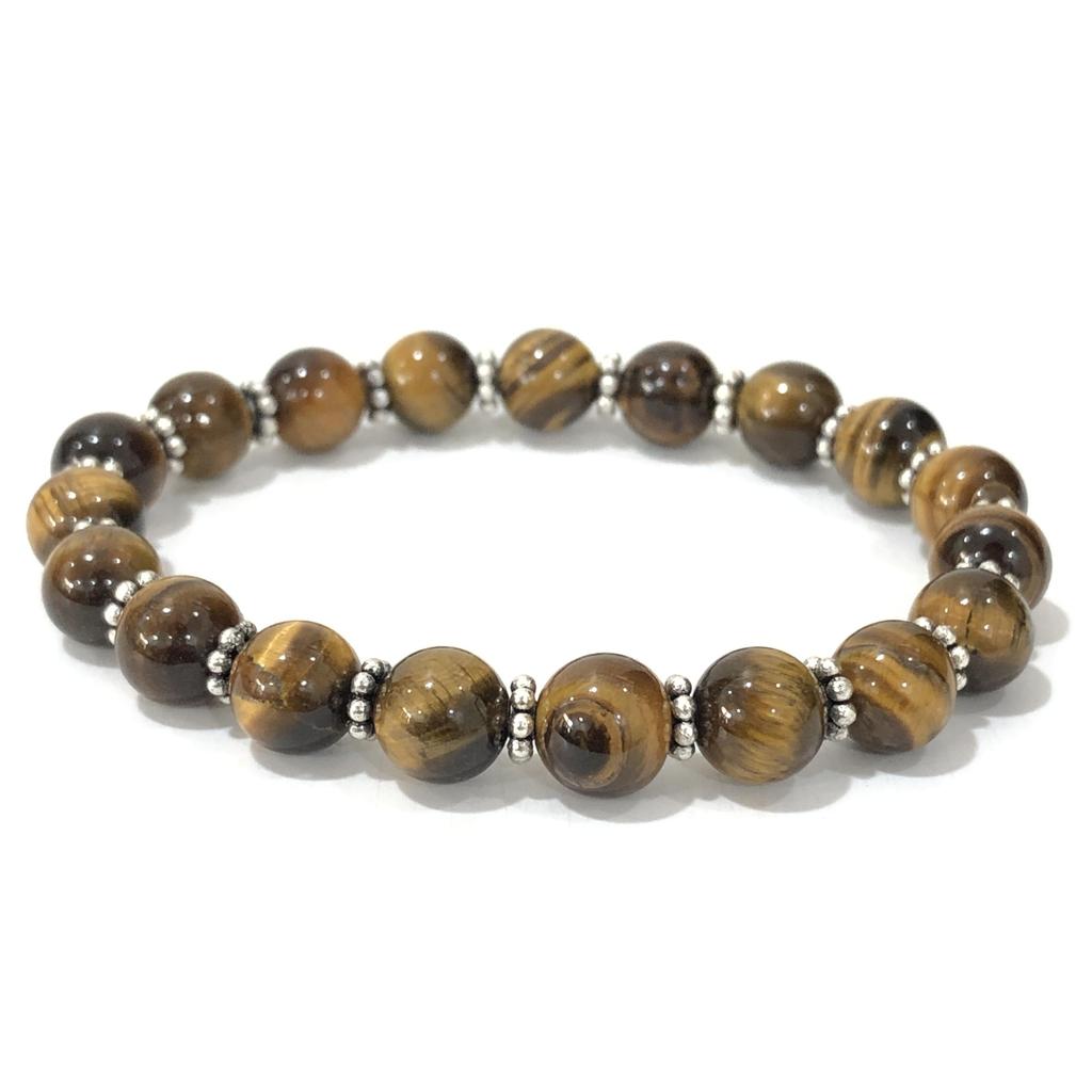 Yellow Tiger Eye Gemstone Bracelet 7.5" , Handmade Beads Bracelet, Unisex Gift, Stretchable Bracelet, July Birth-Month Jewelry CSB-44