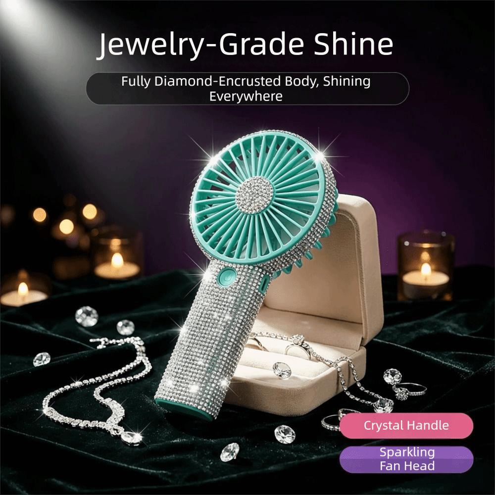 Small Size Mini Portable Fan Sparkling Imitation USB Rechargeable Mini Fan Personal Use