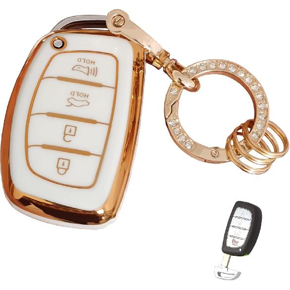 for Hyundai Key Fob Cover Smart Key Fob Shell with Keychain Fit for Hyundai Santa Fe Sport Sonata Tucson