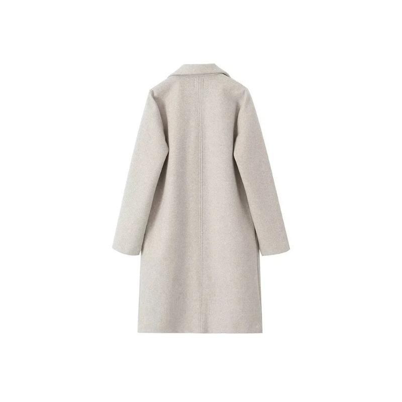 Women Fashion Solid Open Stitch Long Trench Coats Vintage V-Neck Full Sleeves Female Chic Lady Outfits