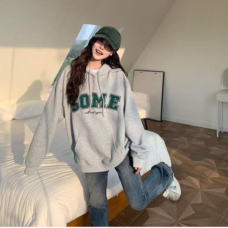 

A New Hooded Sweatshirt for Women with A Laid-back Style for Autumn and Winter, Featuring A Thick and Fleece Jacket One size сірий колір