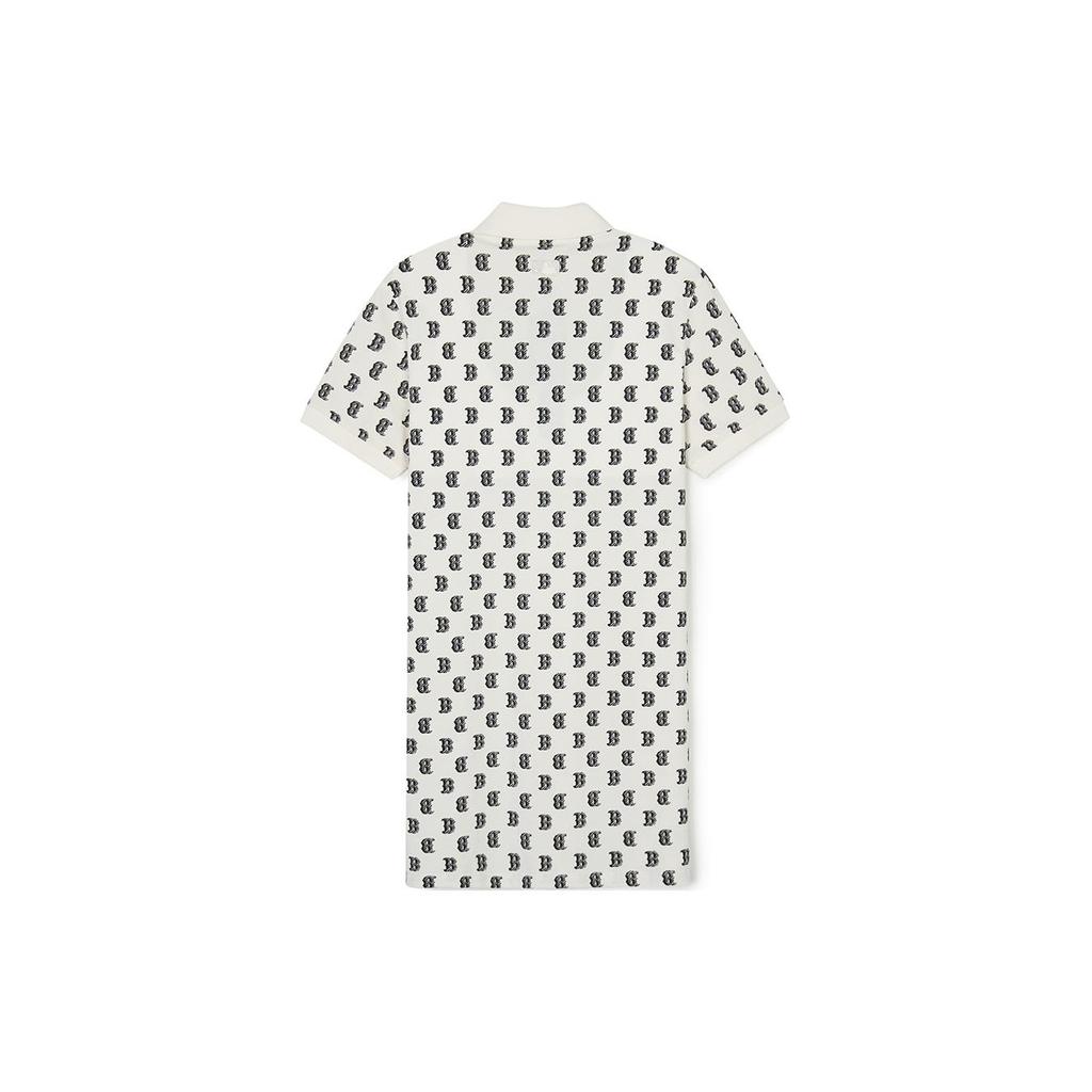 New MLB Monogram Collection Short Sleeved Dresses Women's Cream 3FOPM0143-43CRS