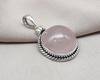 Handmade Rose Quartz Pendant: 925 Sterling Silver Round Necklace