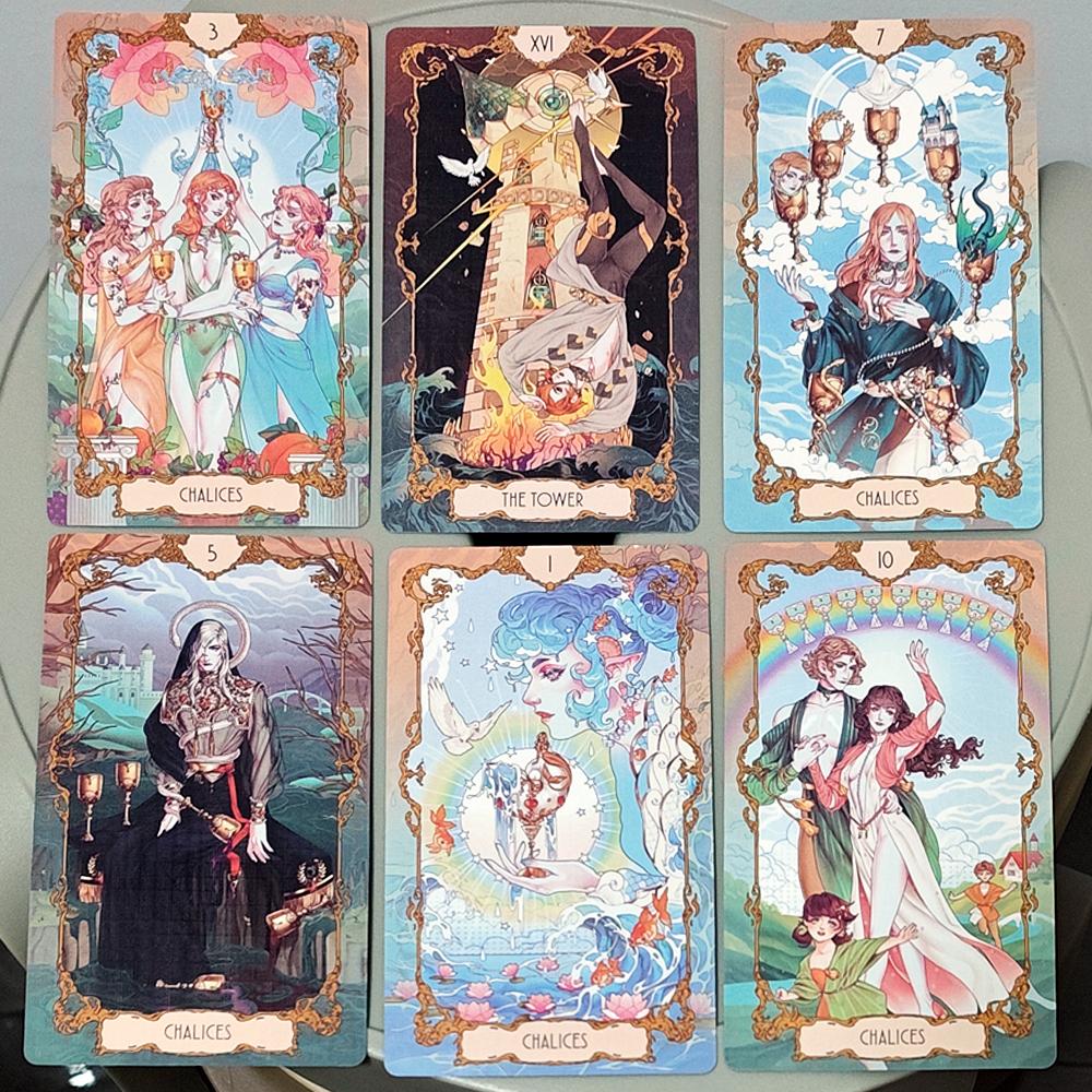 Anima Tarot Deck in Rigid Box 78 Pcs Art Nouveau Tarot Cards 12*7cm Double-embossed with Gorgeous Anime-Style Illustrations