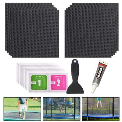 1 Set 4x4 İnç Trampolin Tamir Yama Seti Kazıyıcı Yapışkanlı Silecek Su Geçirmez Trampolin Yırtık Deliği Kapatma Kare Siyah Yama