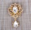 DIEZI Fashion New Luxury Crystal Gold Silver Color Jewelry Women Brooches For Wedding Big Water Drop Scarf Brooch Pins Bouquet