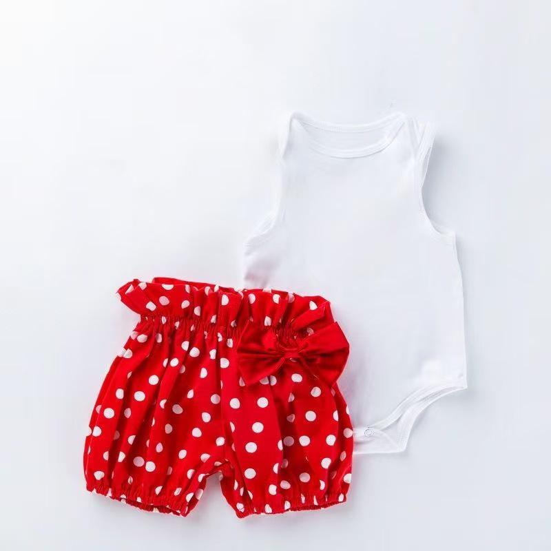 Cartoon Love Polka Dot Romper & Shorts Set for Baby Girls
