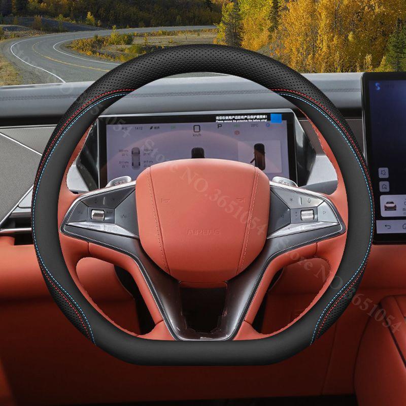 For BYD Tang L ATTO 8 Car Steering Wheel Cover Napa Leather Ultra-thin Anti Slip Car Handle Covers Interior Decor Accessories