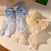 Sweet Chiffon Bow Hair Clips Girls Blue Shining Satin Bowknot Hair Clips Ribbon Bow Barrette Hairpin Grip Ponytail Clip Headwear