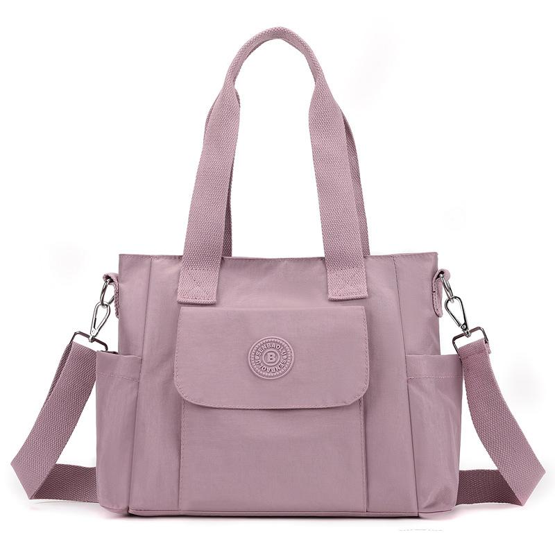 

Женская однотонная сумка-тоут, сумка через плечо для мамы, легкая нейлоновая сумка с принтом через плечо фиолетовый
