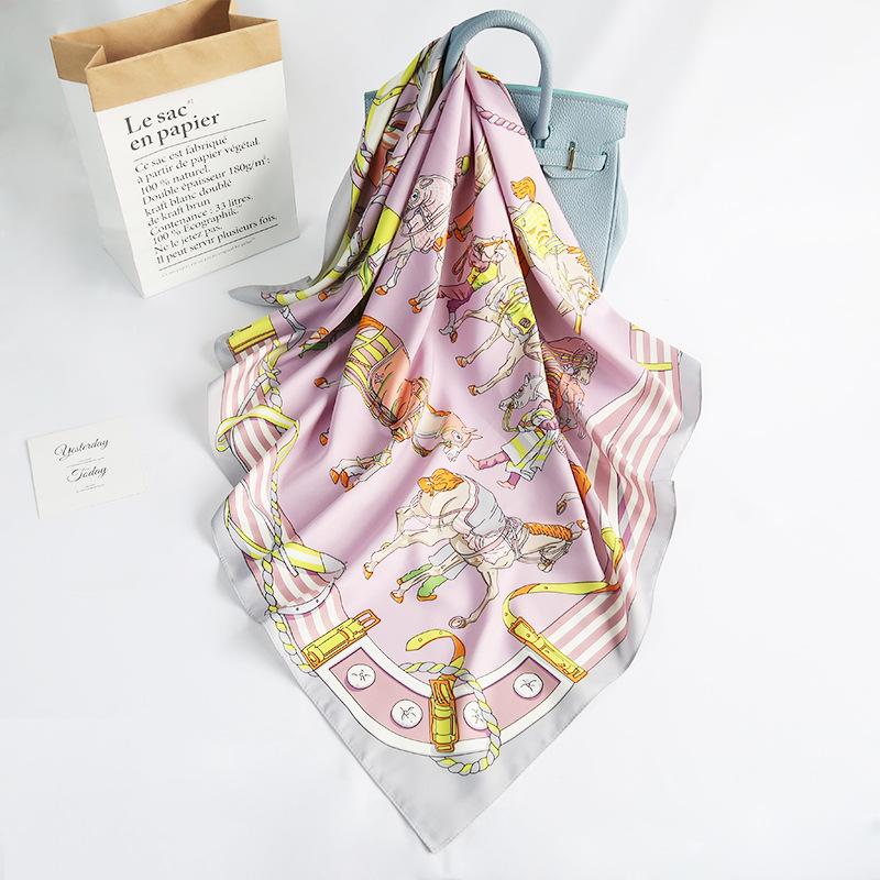 

90 см квадратный большой квадратный шарф Four Seasons, роскошная декоративная рубашка, профессиональный платок, повязка на голову, солнцезащитный платок 90*90cm