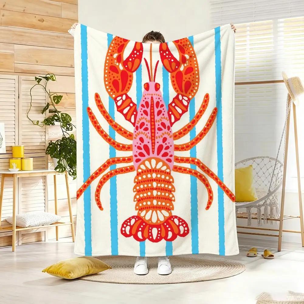 Anime Lobster Throw Soft Warm Throw Blanket for Bedroom Living Room Bed Travel Camping Picnic Gift