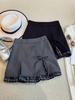 Elegant Grey Plaid Patchwork A-Line Mini Skirt for Women - High-Waisted Spring 2026 Fashion