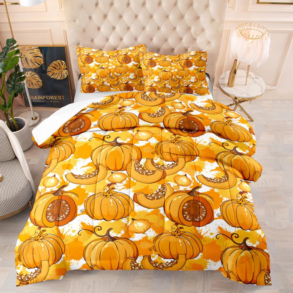 Halloween Duvet Cover Set Pumpkin Lantern Pattern Comforter Cover King Queen Size for Kids Boys Girls Gift Polyester Bedding Set