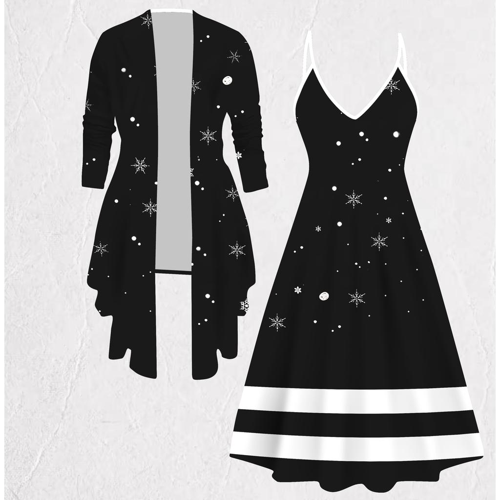 3D Snowflake Printed Set Dress Coat for Valentine's Day, Eccentric Classical Totem Fashion Print,suitable for Various Scene Fashion Styles