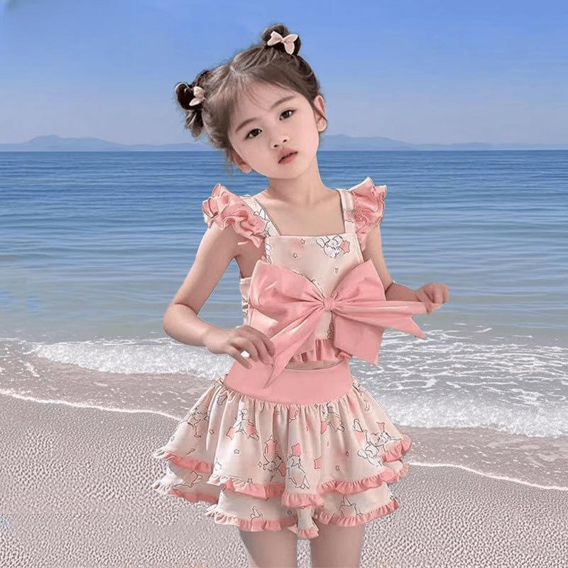 Junwen Girls' Quick-Dry Princess Style Split Swimsuit