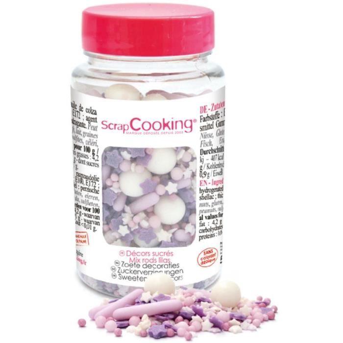Décors sucrés - Mix ronds - Lilas - 70 g - Sucres - Décoration de fête