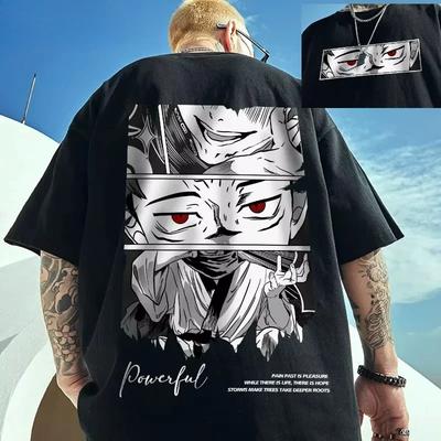 Harajuku 100% Cotton Short-sleeved Japanese Anime Print T-shirt Men's Top Summer Casual Oversized T-shirt Millennium Clothing