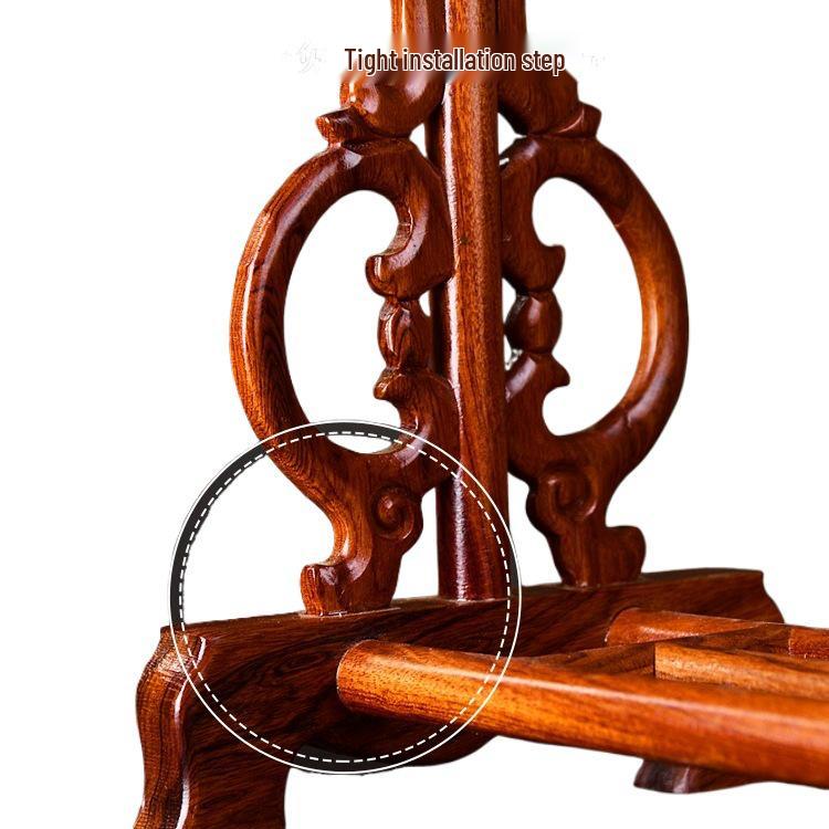 Rosewood Calligraphy Brush and Pen Holder - Solid Wood Rack for Study Treasures