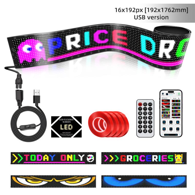 Inteligentny ekran LED do samochodu: Bluetooth sterowany aplikacją, elastyczny wyświetlacz w pełnym kolorze do okien i drzwi