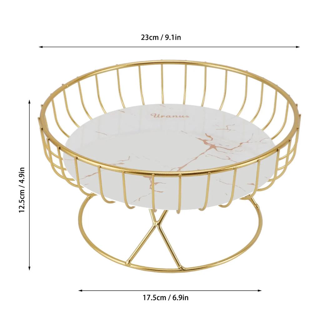 Metal Fruit Bowl Metal Fruit Bowl Stand Round Fruit Basket Large Capacity Hollow Metal Bowl Stand for Dessert Snacks Bread