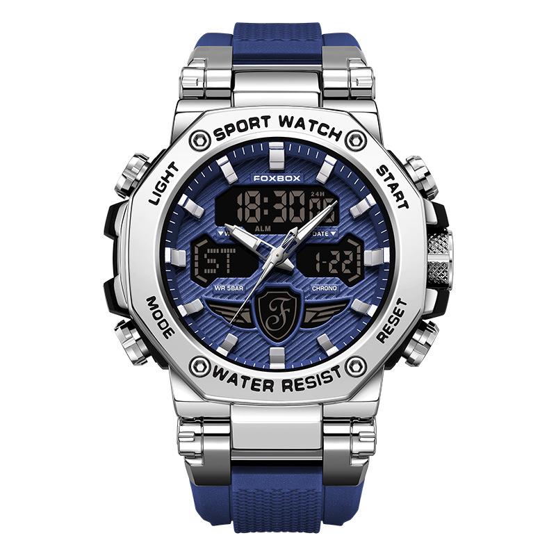 FOXBOX FB0062 Famous Boys Digital Watch Hot Sale Silicone Strap Waterproofing Double Display In Stock Business Watch Factory