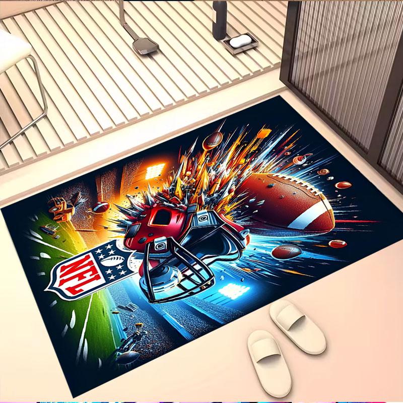 NFL Print Rug, Washable Floor Carpet, For Entryway Dorm Laundry Room Office Study, Home Decor Birthday Christmas Gift