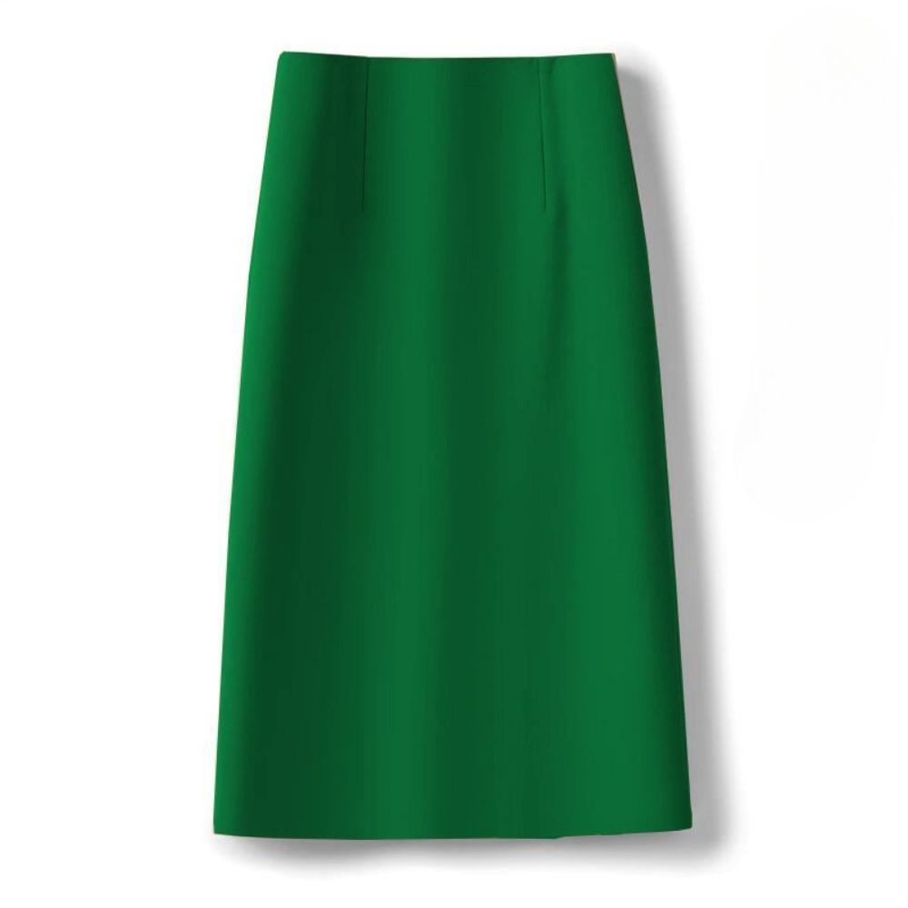 Women's High Waist A-Line Midi Skirt Non-Stretch Commuter Suit Skirt With Back Slit