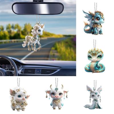 Cartoon Pendant Acrylic Christmas Tree Hanging with Lanyard Animal Hanging Ornament Versatile Decoration