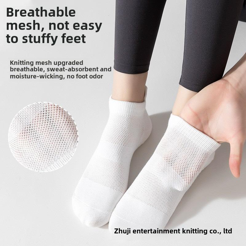 5 Pairs of Girls Spring and Summer Yoga Silicone Anti Slip Silent Mesh Short Socks