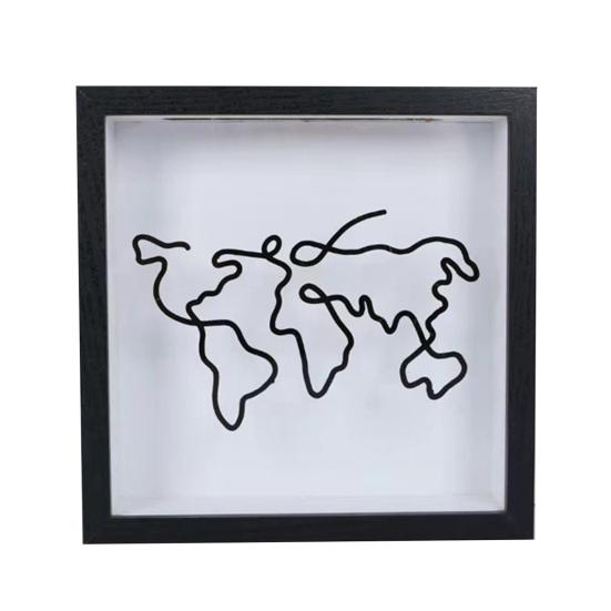 Travel Adventure Archive Shadow Box Square Ticket Stub Stamp Letter Photo Keepsake Storage Box with Slot Home Office Desktop Decoration