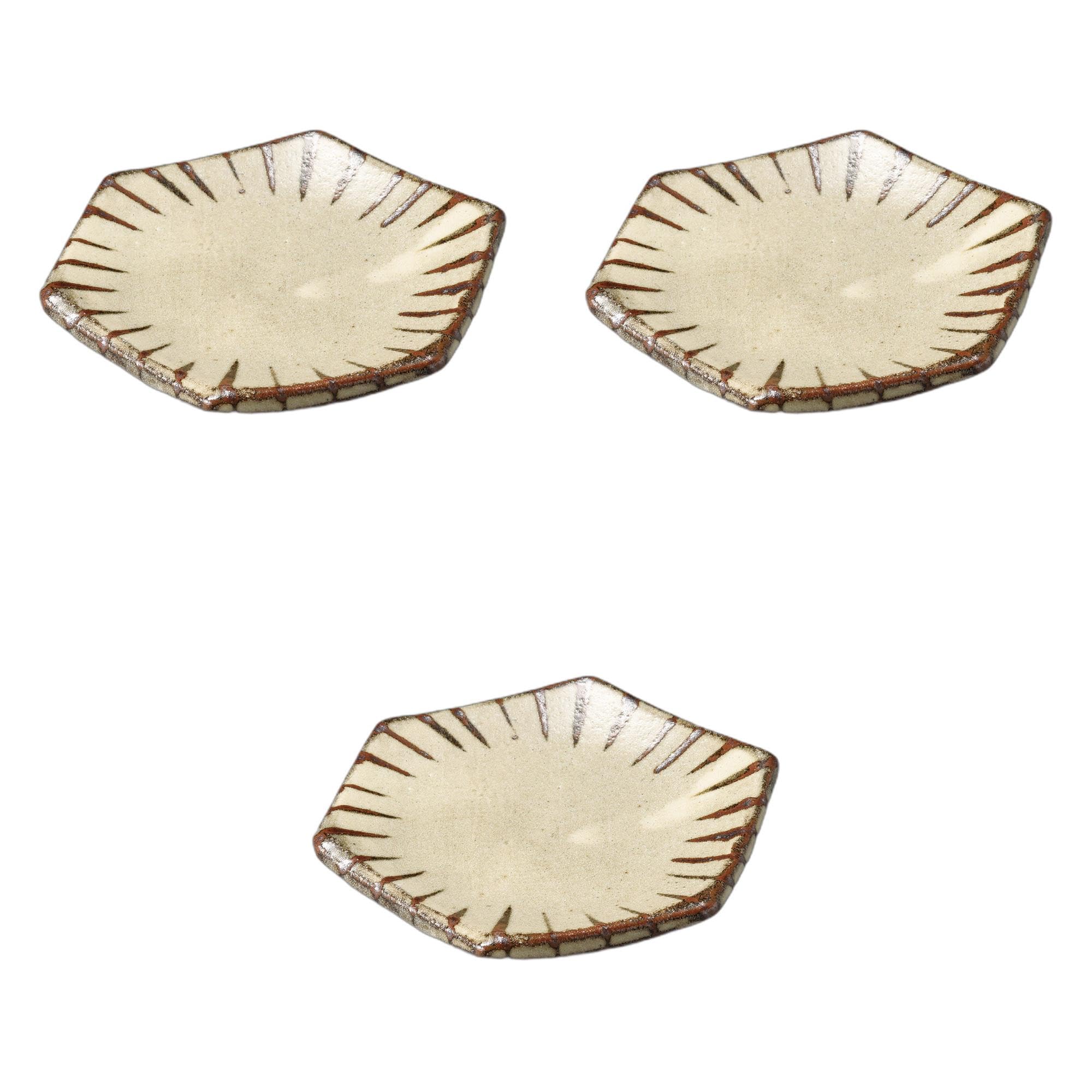 

Setomonohonpo Set of 3 Handmade Tokusa Hexagonal Plates x 9 x Irregular Shape Ceramic Plates (Setomonohonpo) [10.8 0.6 cm]