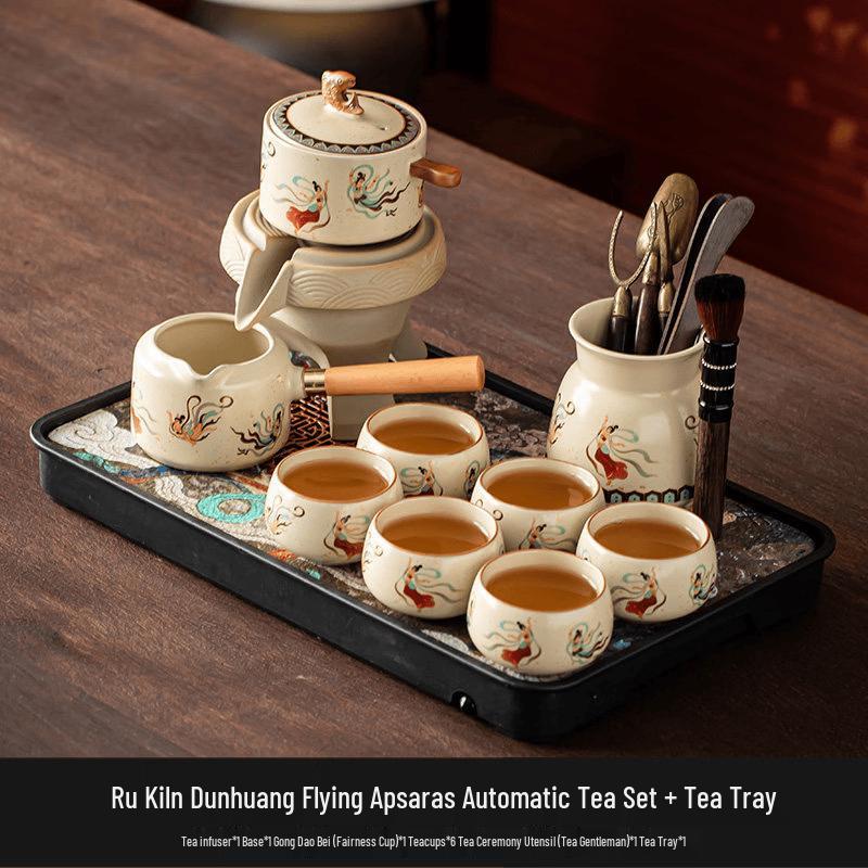Chaxun Ru Kiln Dunhuang Flying Apsara Automatic Tea Set