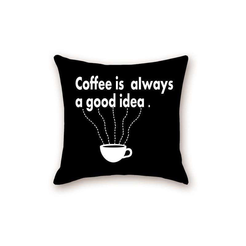 

New Black Modern Simple Letter Series Sofa Cushion Pillow Cover Bedside Bedroom Backrest Pillow Flannel 45x45cm double-sided [with pillow core]