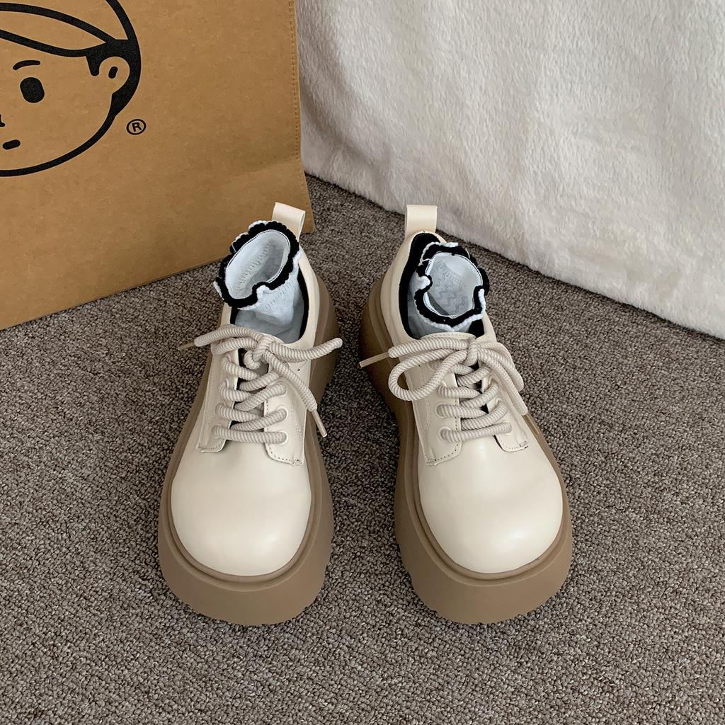 Black British Style Platform Small Leather Shoes Women's Autumn 2025 New Versatile Skirt Heightening Round Head Mary Jane Single Shoes