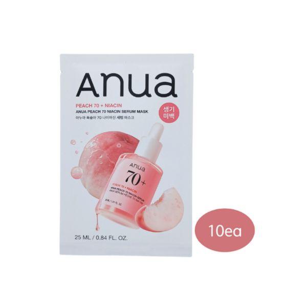 Anua Peach 70 Niacinamide Serum Mask Brightening Hydrating Sheet Mask 10 Sheets
