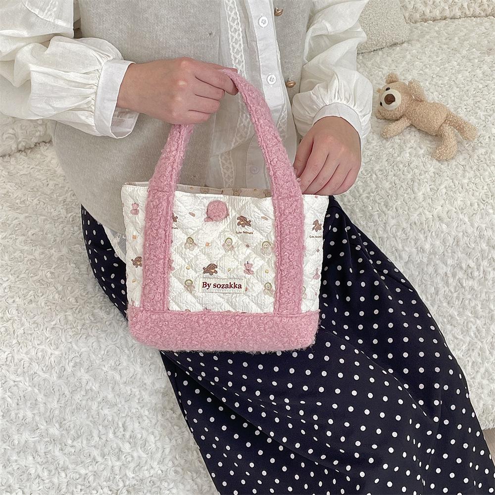 2 girl heart bear hand bag female large capacity portable new shopping tote bag female