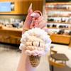 Soft Crochet Sheep Ice Cream Keychain Cute Knitted Lamb Bag Charm  Hanging Decoration