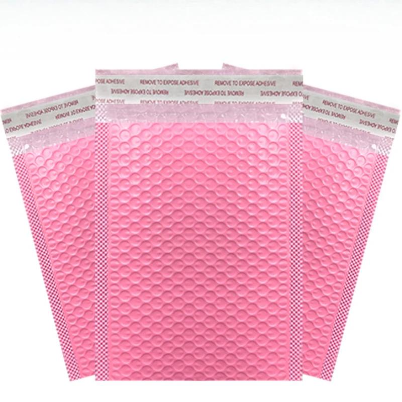 

20 шт. Різнокольорові поліетиленові бандерольні конверти з пухирчастою плівкою, самоклеючі, з підкладкою, подарункові пакети, рожеві кур єрські пакети з пробивкою 13x15cm&20pcs рожевий