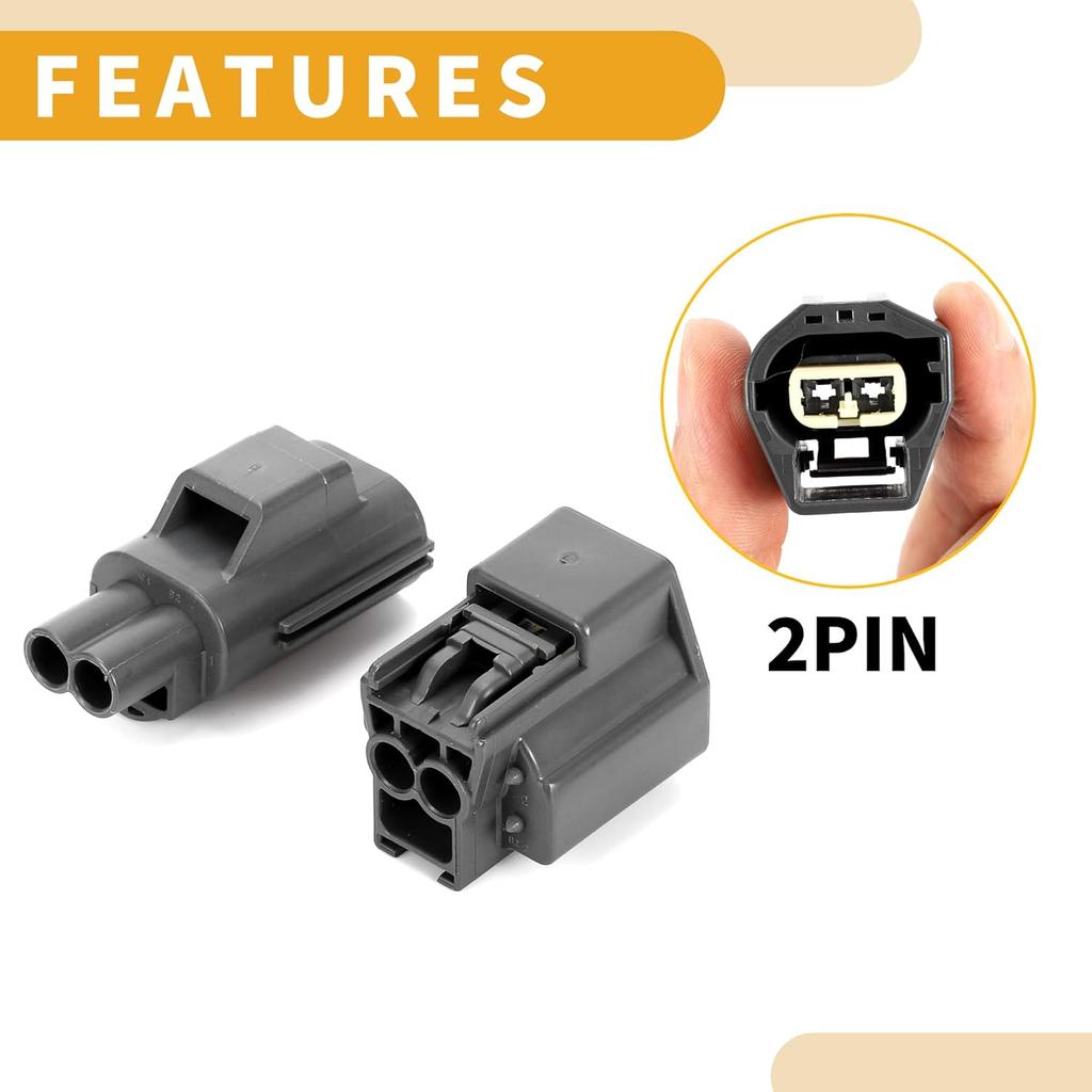 2 Pin Solenoid Valve Connector Plug - Car Male Female Wire Terminal Connector - for Toyota Plastic Gray - 1 Set